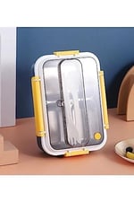 Vagonlife Bento 1000ml Lunchbox Tek Katlı 3 Bölmeli Çelik Sefer Tası Yemek Kutusu (Koyu Yeşil)