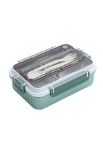 Vagonlife Bento 1000ml Lunchbox Tek Katlı 3 Bölmeli Çelik Sefer Tası Yemek Kutusu (Koyu Yeşil)