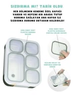 Vagonlife Bento 1000ml Lunchbox Tek Katlı 5 Bölmeli Çelik Sefer Tası Yemek Kutusu (Koyu Yeşil)