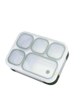 Vagonlife Bento 1000ml Lunchbox Tek Katlı 5 Bölmeli Çelik Sefer Tası Yemek Kutusu (Koyu Yeşil)