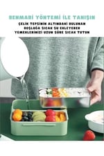 Vagonlife Bento 1100ml Lunchbox Tek Katlı 2 Bölmeli Paslanmaz Çelik Sefer Tası Yemek Kutusu (Yeşil)