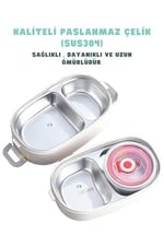 Vagonlife Bento 1140ml Lunchbox 2 Katlı 4 Bölmeli Mini Kaseli Çelik Sefer Tası Yemek Kutusu (Bej)