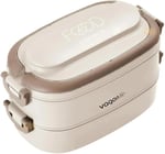 Vagonlife Bento 1140ml Lunchbox 2 Katlı 4 Bölmeli Mini Kaseli Çelik Sefer Tası Yemek Kutusu (Bej)
