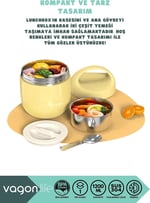 Vagonlife Bento 1200ml Lunchbox 1 Kaseli 4-6 Saat Sıcak/Soğuk Termos Özellikli Çelik Sefer Tası Yemek Kutusu (Yeşil)