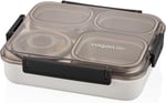 Vagonlife Bento 1200ml Lunchbox Tek Katlı 4 Bölmeli ve Kaseli Çelik Sefer Tası Yemek Kutusu (Siyah)