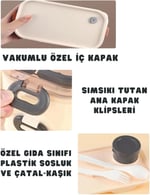 Vagonlife Bento 1350ml Lunchbox 2 Katlı 3 Bölmeli ve Sosluklu Çelik Sefer Tası Yemek Kutusu Çatal Kaşık Hediyeli (Lacivert)
