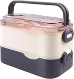 Vagonlife Bento 1350ml Lunchbox 2 Katlı 3 Bölmeli ve Sosluklu Çelik Sefer Tası Yemek Kutusu Çatal Kaşık Hediyeli (Lacivert)