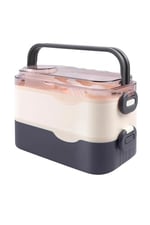 Vagonlife Bento 1350ml Lunchbox 2 Katlı 3 Bölmeli ve Sosluklu Çelik Sefer Tası Yemek Kutusu Çatal Kaşık Hediyeli (Lacivert)