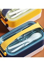 Vagonlife Bento 1600ml Lunchbox 2 Katlı Çelik Sefer Tası Yemek Kutusu (Mor) - Seçenekler: Mor, Lacivert, Sarı