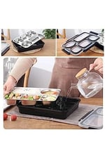 Vagonlife Bento 1600ml Lunchbox Tek Katlı 5 Bölmeli Çelik Sefer Tası Yemek Kutusu (Siyah)