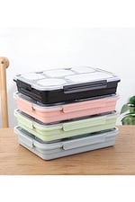 Vagonlife Bento 1600ml Lunchbox Tek Katlı 5 Bölmeli Çelik Sefer Tası Yemek Kutusu (Siyah)