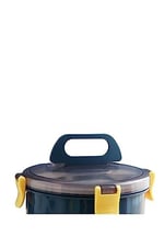 Vagonlife Bento 1600ml Yuvarlak Lunchbox Çift Katlı Çelik Sefer Tası Yemek Kutusu (Açık Yeşil)
