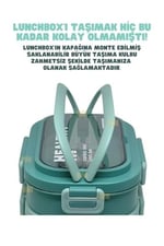 Vagonlife Bento 1650ml Lunchbox 2 Katlı 3 Bölmeli Paslanmaz Çelik Sefer Tası Yemek Kutusu (Yeşil)