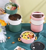 Vagonlife Bento 1800ml Lunchbox 3 Katlı Çelik Sefer Tası (Pembe)