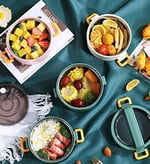 Vagonlife Bento 1800ml Lunchbox 3 Katlı Çelik Sefer Tası (Pembe)