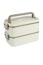 Vagonlife Bento 2000ml Lunchbox 2 Katlı 3 Bölmeli Mini Kaseli Çelik Sefer Tası Yemek Kutusu (Beyaz)