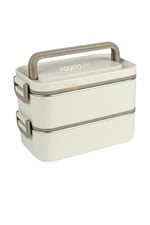 Vagonlife Bento 2000ml Lunchbox 2 Katlı 3 Bölmeli Mini Kaseli Çelik Sefer Tası Yemek Kutusu (Beyaz)