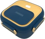 Vagonlife Bento 500ml Lunchbox Tek Katlı Çelik Sefer Tası Yemek Kutusu (Lacivert-Sarı)
