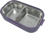 Vagonlife Bento 550ml Lunchbox Tek Katlı Çelik Sefer Tası Yemek Kutusu (Mor-Gri)