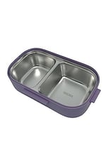 Vagonlife Bento 550ml Lunchbox Tek Katlı Çelik Sefer Tası Yemek Kutusu (Mor-Gri)