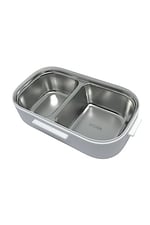 Vagonlife Bento 550ml Lunchbox Tek Katlı Çelik Sefer Tası Yemek Kutusu (Beyaz-Gri)