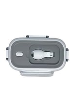 Vagonlife Bento 550ml Lunchbox Tek Katlı Çelik Sefer Tası Yemek Kutusu (Beyaz-Gri)