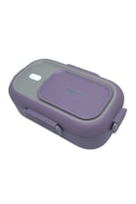 Vagonlife Bento 550ml Lunchbox Tek Katlı Çelik Sefer Tası Yemek Kutusu (Mor-Gri)