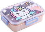 Vagonlife Bento 750ml Lunchbox Sevimli Dostlar Tek Katlı 3 Bölmeli Paslanmaz Çelik Sefer Tası Yemek Kutusu (Pembe Unicorn)