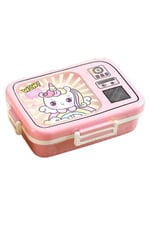 Vagonlife Bento 820ml Lunchbox Sevimli Dostlar Tek Katlı 3 Bölmeli Paslanmaz Çelik Sefer Tası Yemek Kutusu (Pembe Unicorn)