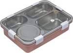 Vagonlife Bento 850ml Lunchbox Tek Katlı 4 Bölmeli ve Kaseli Çelik Sefer Tası Yemek Kutusu (Pembe)