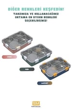 Vagonlife Bento 850ml Lunchbox Tek Katlı 4 Bölmeli ve Kaseli Çelik Sefer Tası Yemek Kutusu (Pembe)