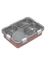 Vagonlife Bento 850ml Lunchbox Tek Katlı 4 Bölmeli ve Kaseli Çelik Sefer Tası Yemek Kutusu (Pembe)