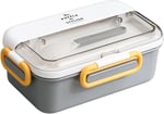Vagonlife Bento 900ml Lunchbox 1 Katlı 3 Bölmeli Çelik Sefer Tası Yemek Kutusu (Gri)