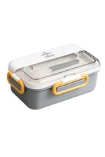 Vagonlife Bento 900ml Lunchbox 1 Katlı 3 Bölmeli Çelik Sefer Tası Yemek Kutusu (Gri)