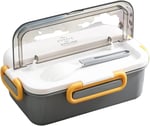 Vagonlife Bento 900ml Lunchbox 1 Katlı 3 Bölmeli Çelik Sefer Tası Yemek Kutusu (Gri)
