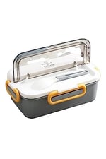 Vagonlife Bento 900ml Lunchbox 1 Katlı 3 Bölmeli Çelik Sefer Tası Yemek Kutusu (Gri)