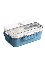 Vagonlife Bento 900ml Lunchbox 1 Katlı 3 Bölmeli Çelik Sefer Tası Yemek Kutusu (Mavi)