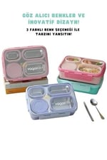 Vagonlife Bento 950ml Lunchbox Tek Katlı 4 Bölmeli Çelik Sefer Tası Yemek Kutusu (Turkuaz)