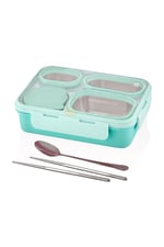Vagonlife Bento 950ml Lunchbox Tek Katlı 4 Bölmeli Çelik Sefer Tası Yemek Kutusu (Turkuaz)