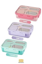 Vagonlife Bento 950ml Lunchbox Tek Katlı 4 Bölmeli Çelik Sefer Tası Yemek Kutusu (Turkuaz)