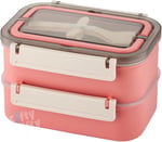 Vagonlife Bento Lunch Box 1600 ML 2 Kat Yeni Nesil Sefer Tası Paslanmaz Çelik -FFLBOX2221 (Pembe)