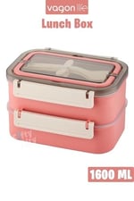 Vagonlife Bento Lunch Box 1600 ML 2 Kat Yeni Nesil Sefer Tası Paslanmaz Çelik -FFLBOX2221 (Pembe)