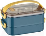 Vagonlife Bento Lunch Box Ofis-Okul İçin Yeni Nesil Sefer Tası 2 kat Taşıma Kulplu Çelik FF367 Lacivert