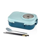 Vagonlife Beslenme Kutusu Paslanmaz Çelik - 1100 ml Sos (Yoğurt) Kaseli Yeni Nesil Lunch Box (Mavi)