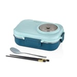 Vagonlife Beslenme Kutusu Paslanmaz Çelik - 1100 ml Sos (Yoğurt) Kaseli Yeni Nesil Lunch Box (Mavi)