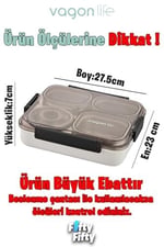 Vagonlife Büyük Ebat 1200 ML (Sızdırmaz,Karışmaz 4 Bölmeli) Lunch Box Yeni Nesil Sefer Tası -FF7080