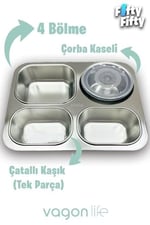 Vagonlife Büyük Ebat 1200 ML (Sızdırmaz,Karışmaz 4 Bölmeli) Lunch Box Yeni Nesil Sefer Tası -FF7080