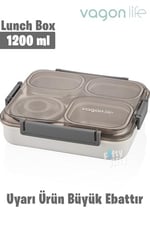 Vagonlife Büyük Ebat 1200 ML (Sızdırmaz,Karışmaz 4 Bölmeli) Lunch Box Yeni Nesil Sefer Tası -FF7080