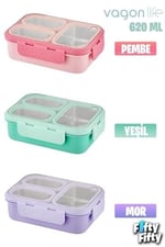 Vagonlife Lunch Box 620 ML Tek Kat Üç Bölmeli Metal Kaşıklı Yeni Nesil Sefer Tası-FFLBOX7097
