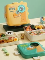 Vagonlife Süper Dino Üç Bölmeli + Sos Kaseli Yeni Nesil Çocuk Beslenme Kutusu - Lunch Box 1190 Ml.